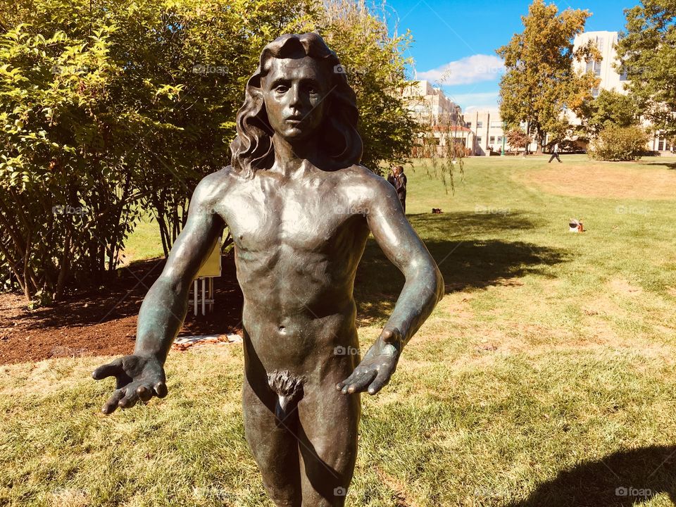 Sculpture of Adam at Indiana University, Bloomington Arboretum