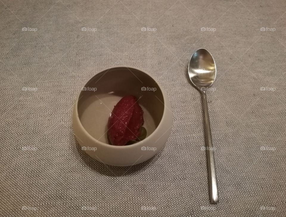 Raspberry sorbet - seven courses dinner