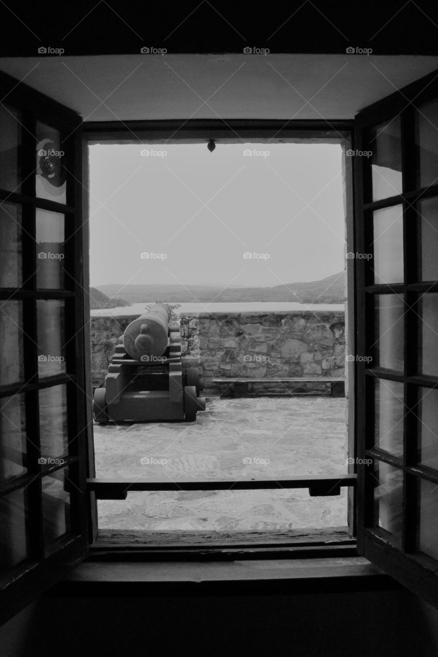 cannons in the window