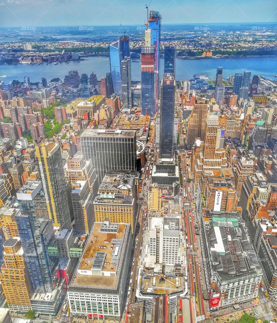 Aerial view of New York City. skyline, city, aerial, usa, manhattan, america, view, architecture, cityscape, urban, new, skyscraper, york, downtown, landmark, high, sunset, tower, building, street, nyc, sky, midtown, scene, office, ny, exterior, stat