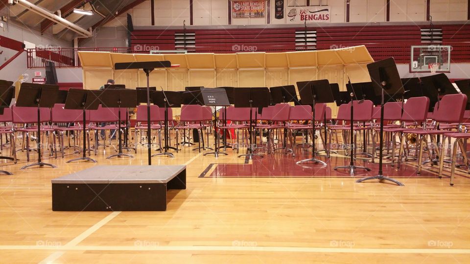 empty high school band seats