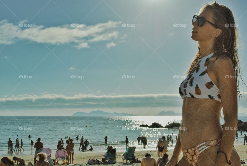 enjoying the sun at the beach