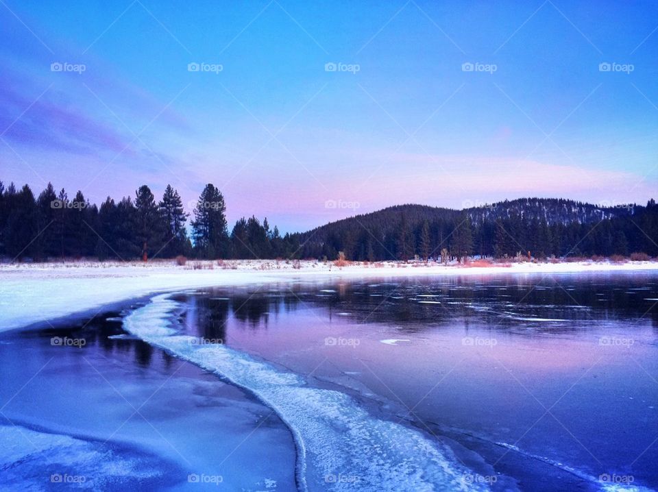 Frozen Alpine Lake