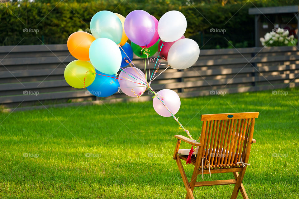 Colorful balloons in the garden 
