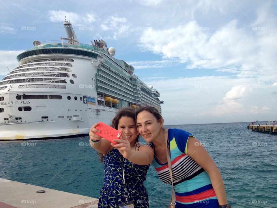 Mother and daughter taking a selfie