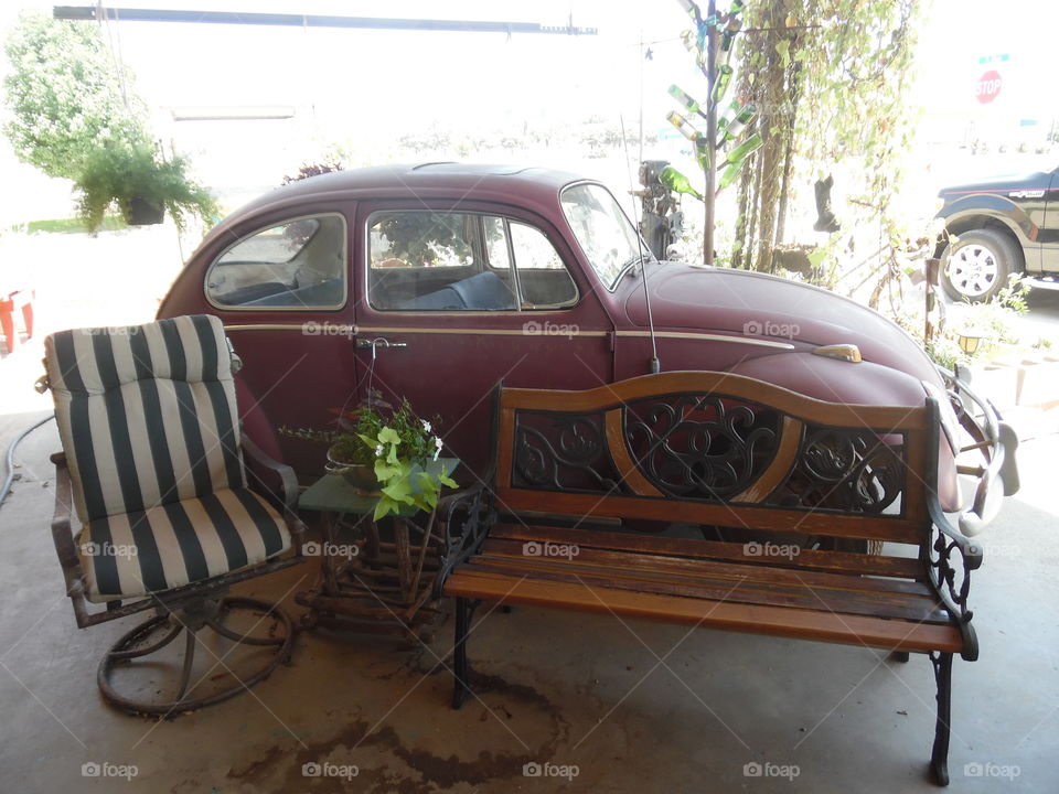 herbie in retirement. This is a picture of a voltzwagon rabbit 🐰 that I I saw at a flower shop in Jacksboro Texas