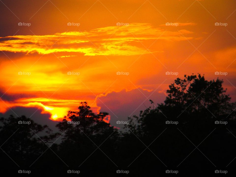 Firery skies. Golden cloudscape 