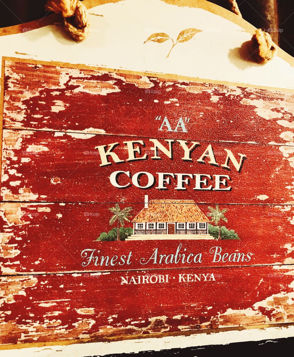 Kenyan coffee sign In cafeteria 