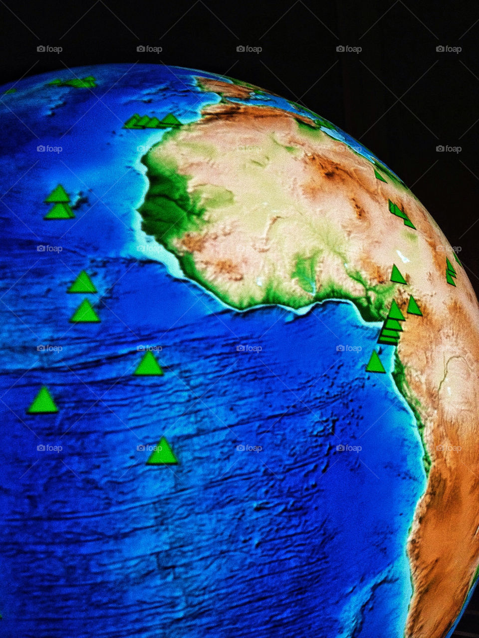 Topographic depiction of Atlantic Ocean and African continent