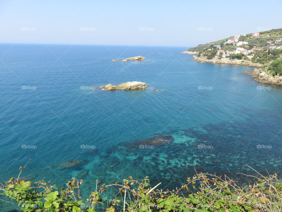 Sandy beach and shallow sea