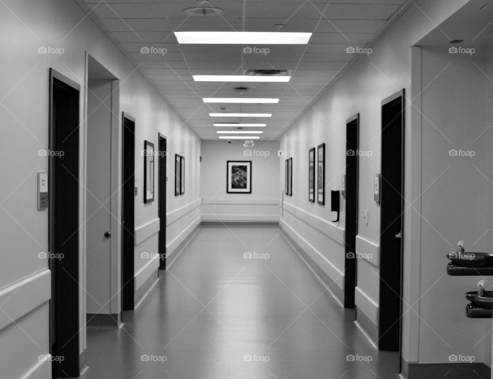 Clean empty hallway with Doors 