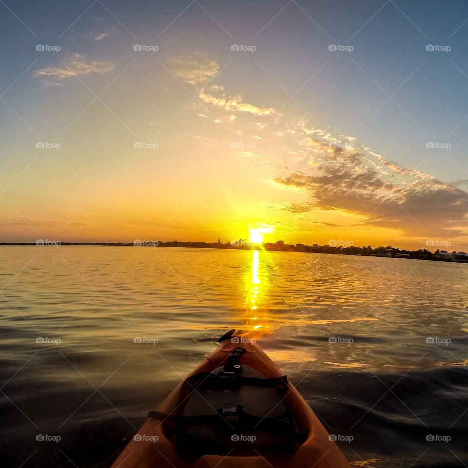 Sunset on a Kayak. Enjoying a sunset on a kayak in Marathon,FL