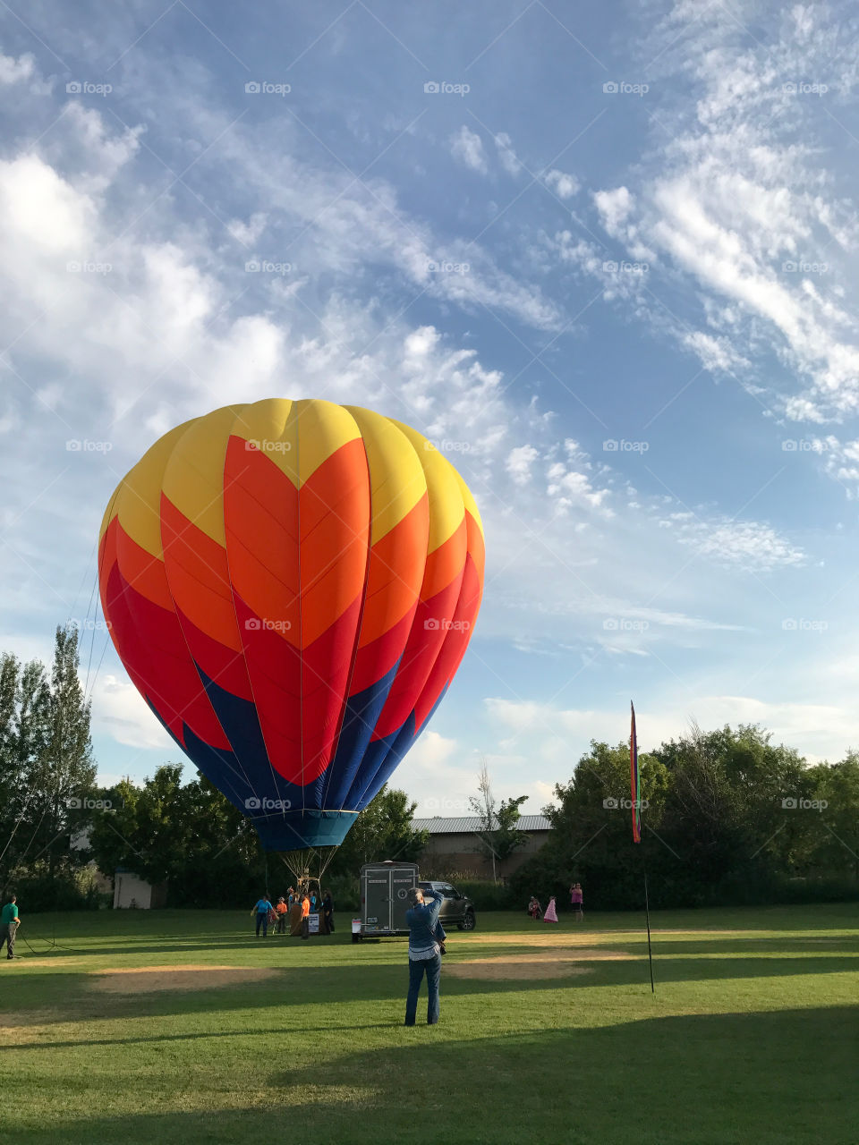 Colorful hot-air-balloons at a summer festival in Prineville in Central Oregon on a summer morning 