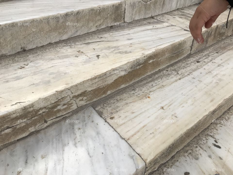 Marble steps at Acropolis in Athens 