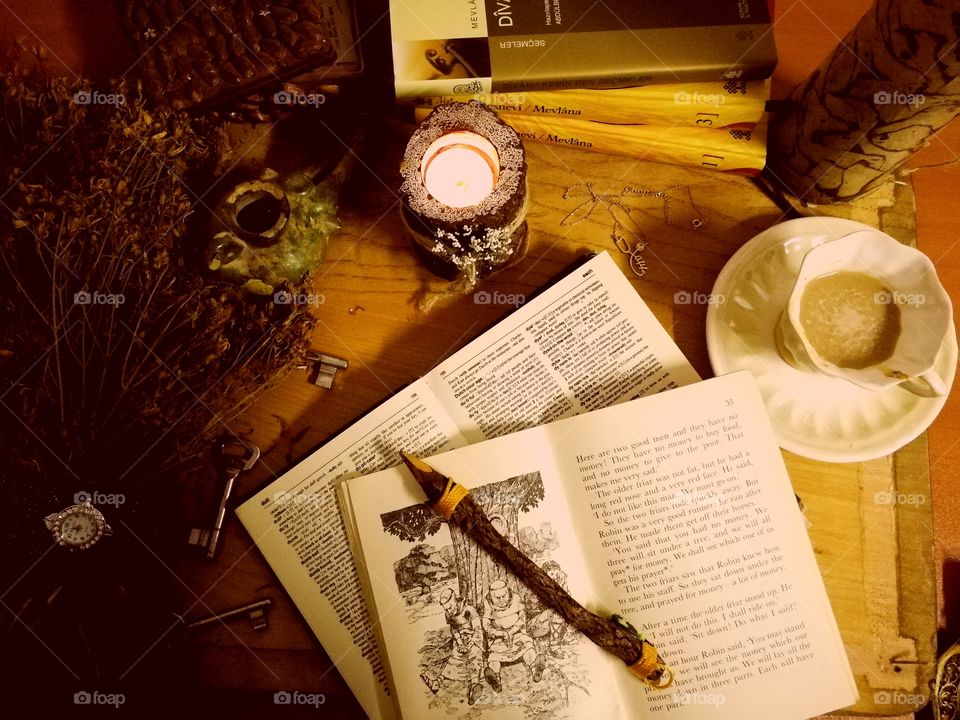 reading book and nice place