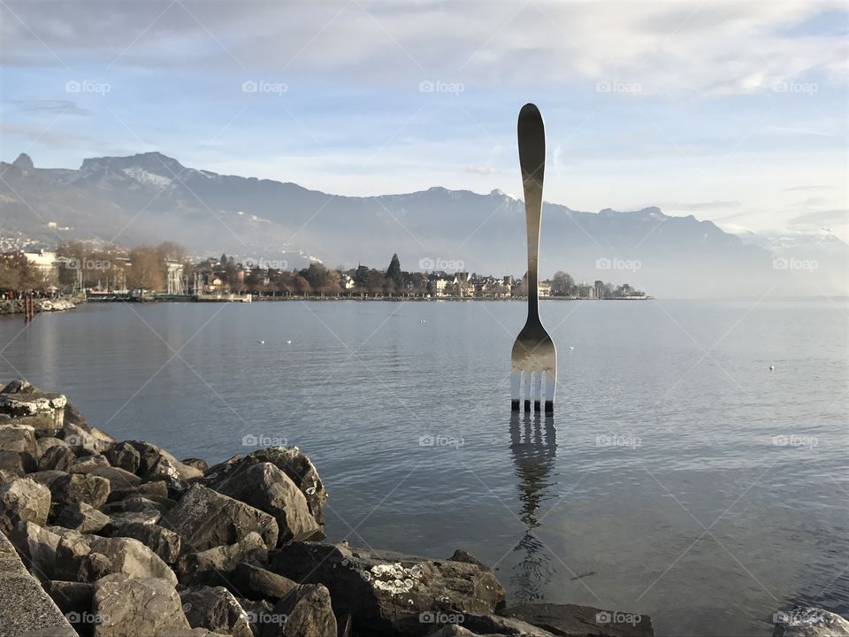 vevey fork Switzerland lake