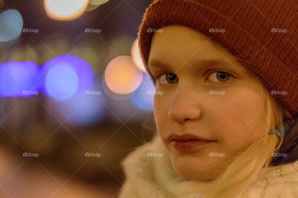 Portrait of a girl on the New Year street festival