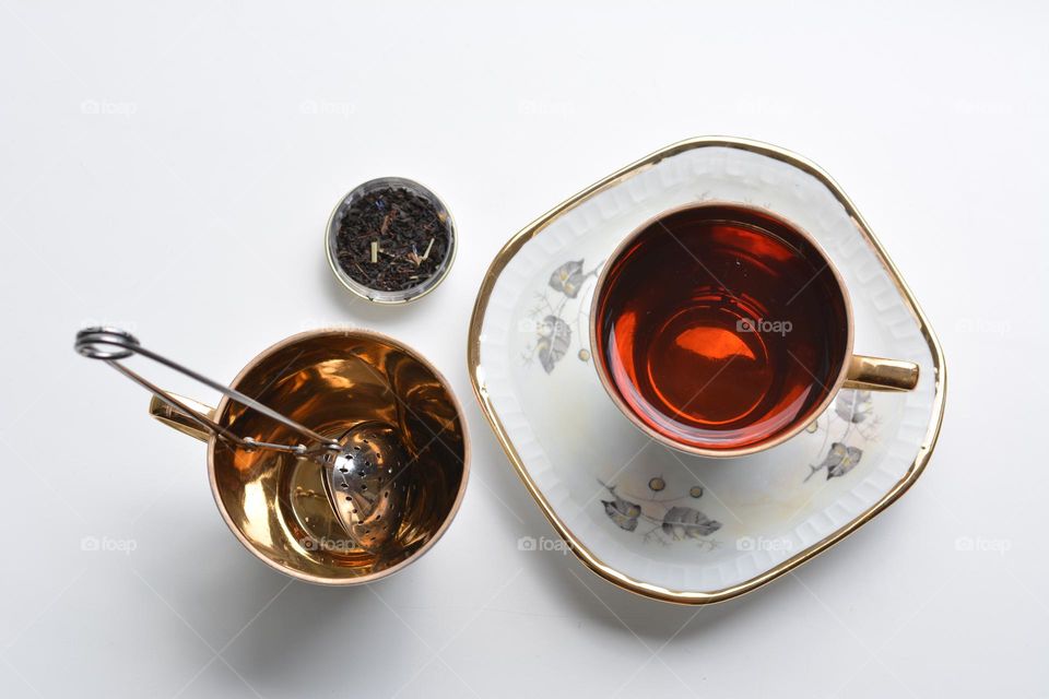 cups tea top view round beautiful texture background