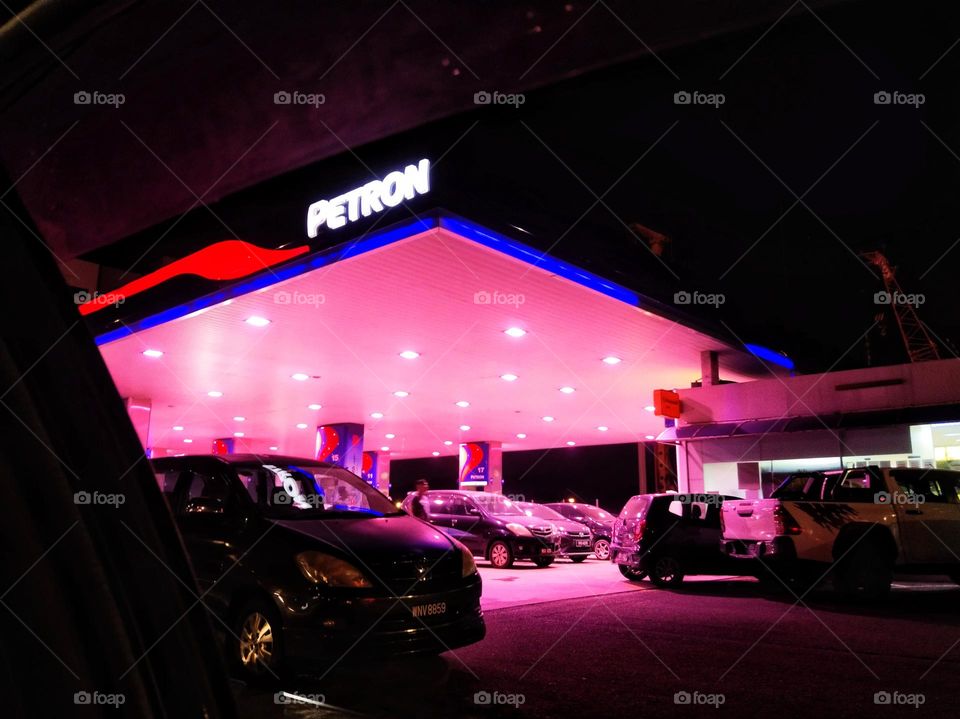 Petrol station in pink.