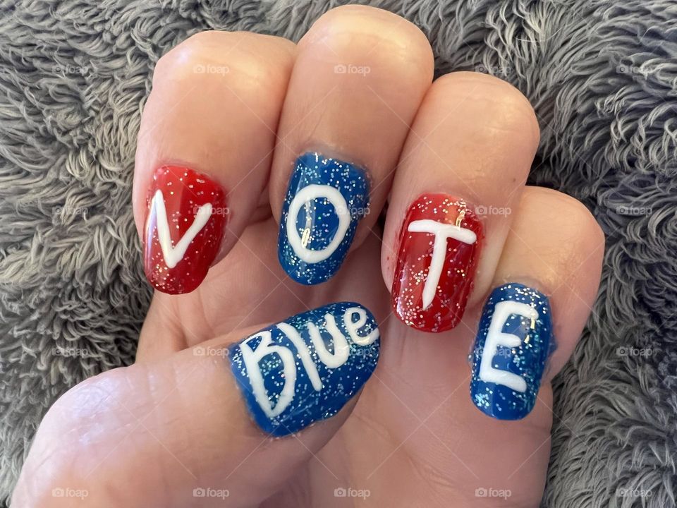 My Election Day gel nail art manicure 