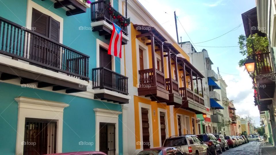 Puerto Rican Flag Hanging in Old San Juan, Puerto Rico