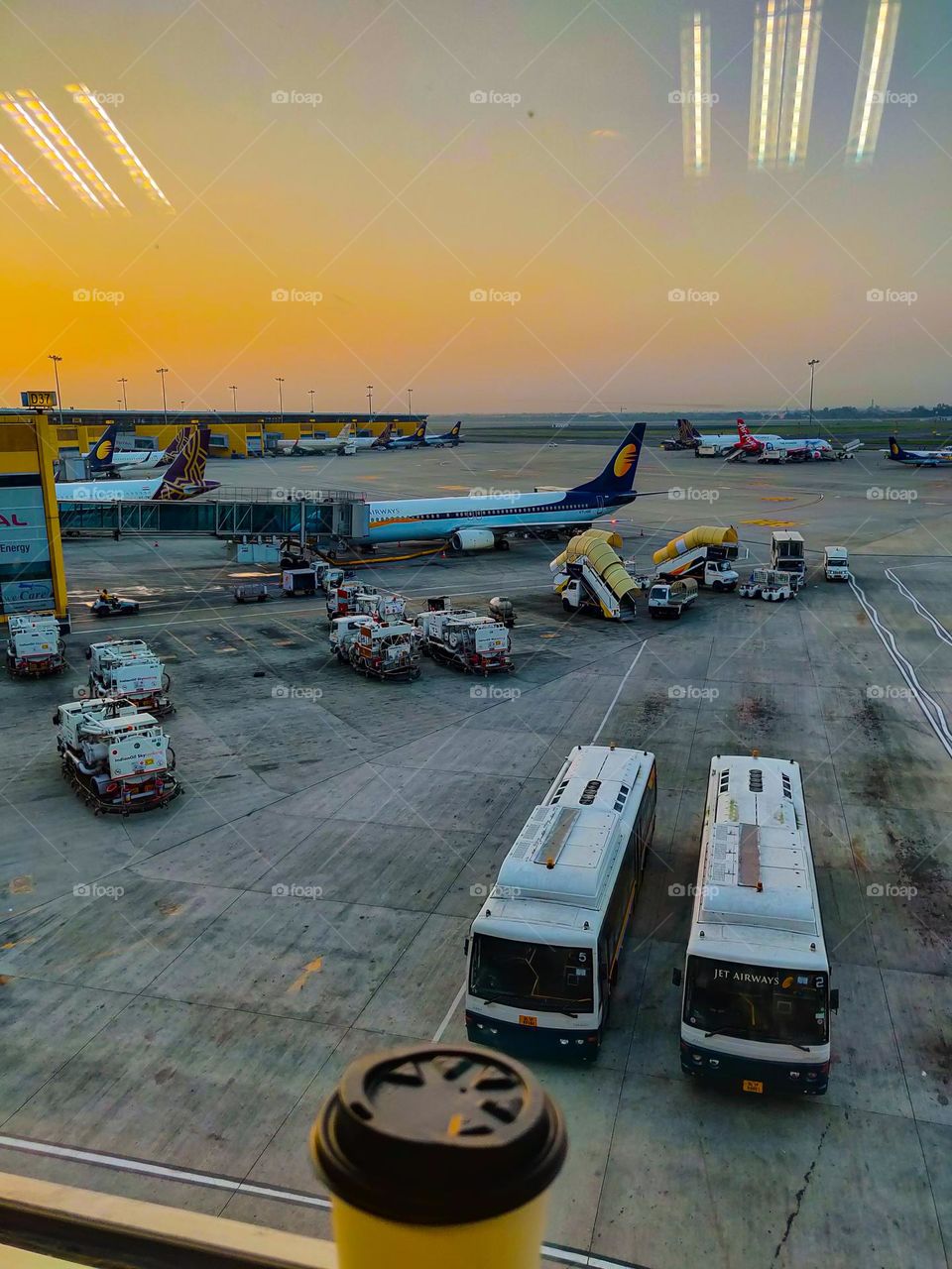 Airport view during sunrise