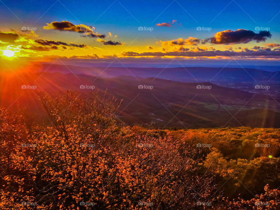 Sunset over the Shenandoah Valley from Shenandoah National Park