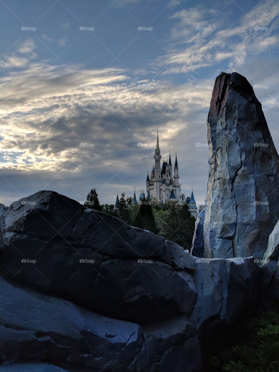 Cinderella's castle far off Mountain View magical Walt Disney World