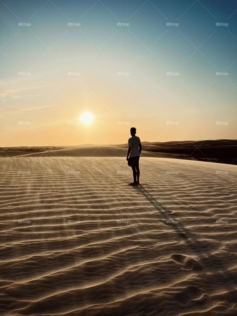 sunset on the dunes on the Brazilian coast.