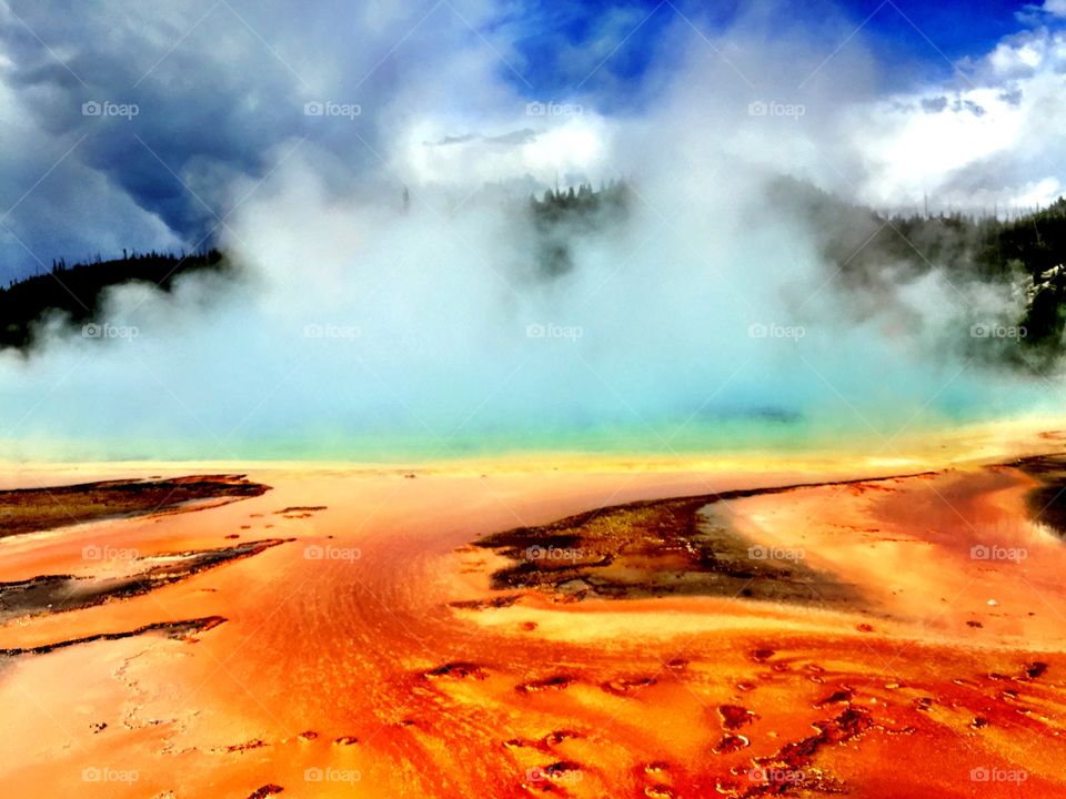 View of hotspring in yellowstone