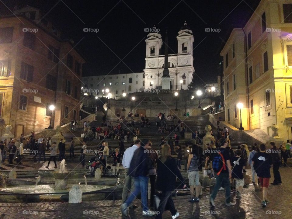 The Spanish Steps at Night, Rome