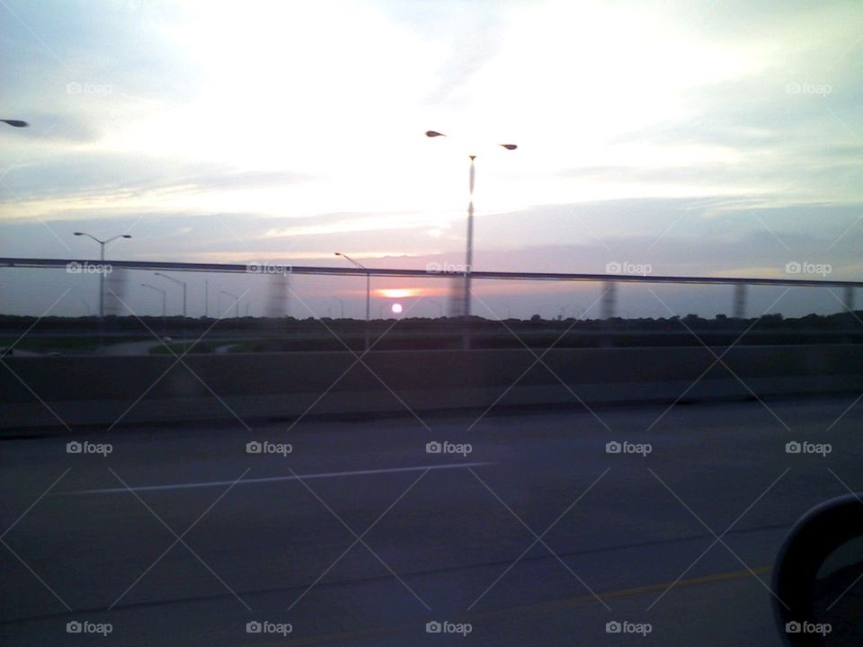 sunset on bridge