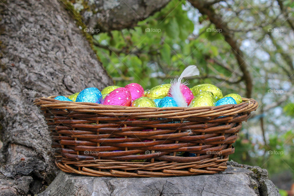 A basket of Easter eggs