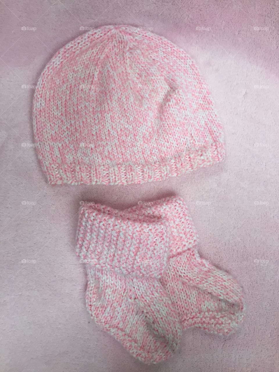 Pink hat and booties