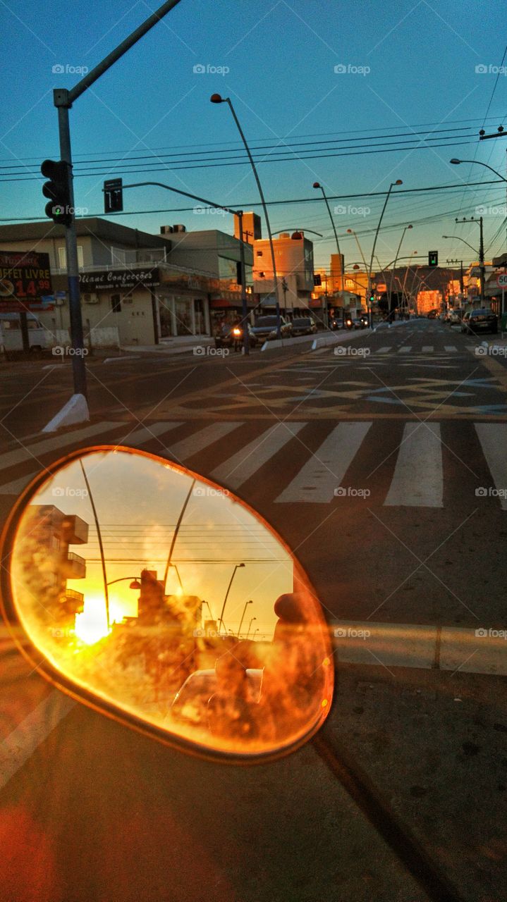 Sunset by the Bike's Mirror