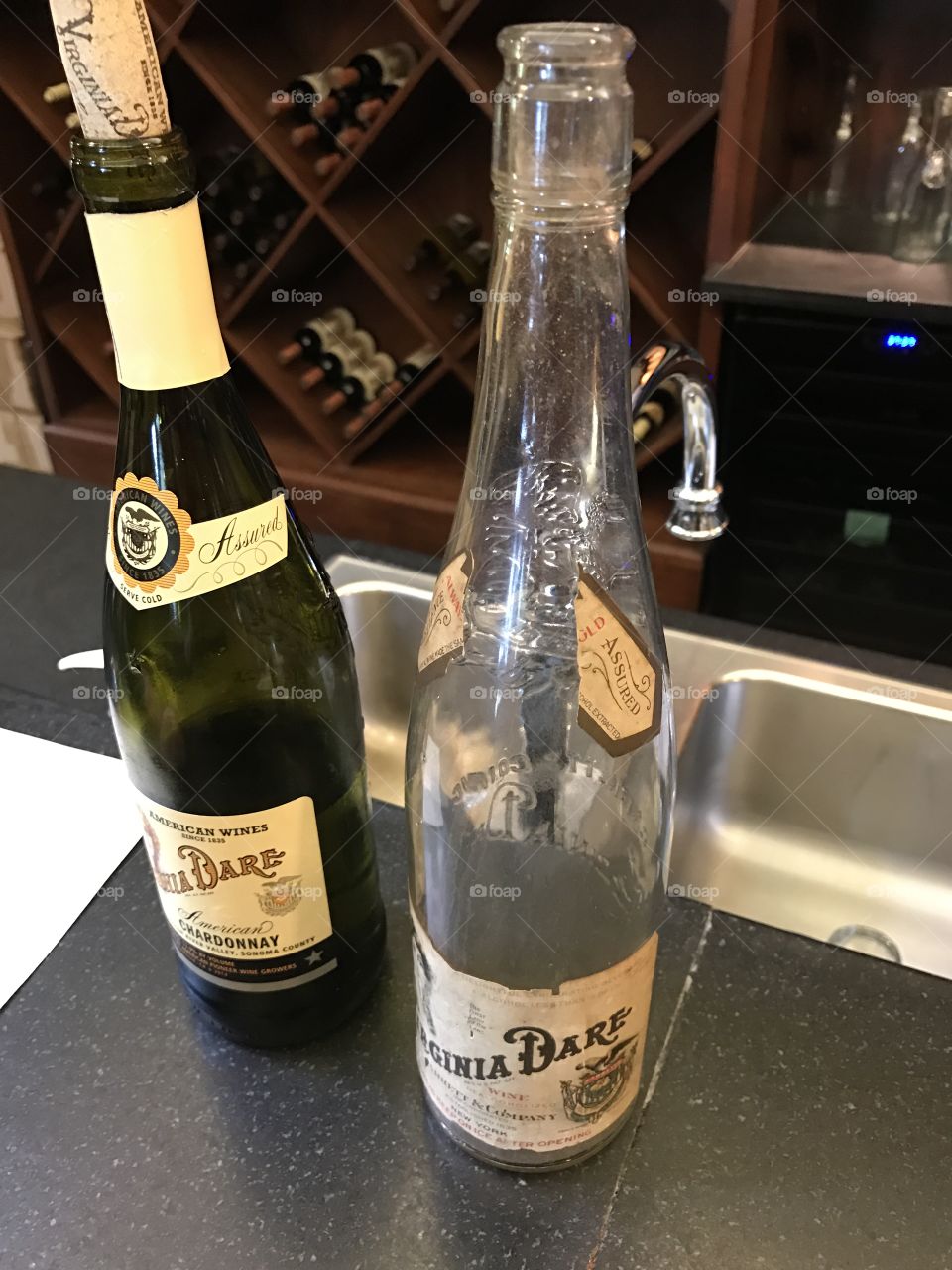 Wine bottles vintage and modern