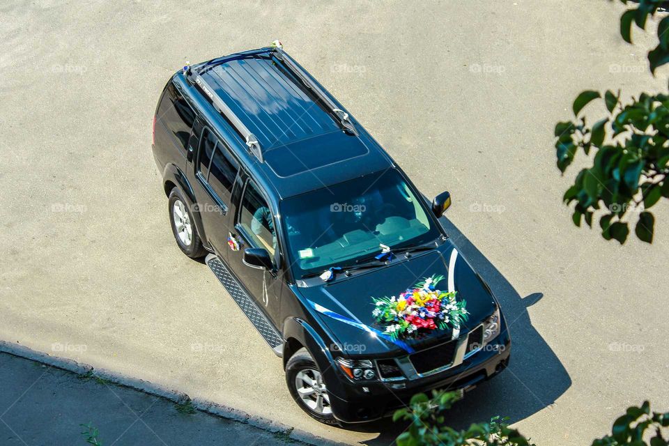 Wedding car from above