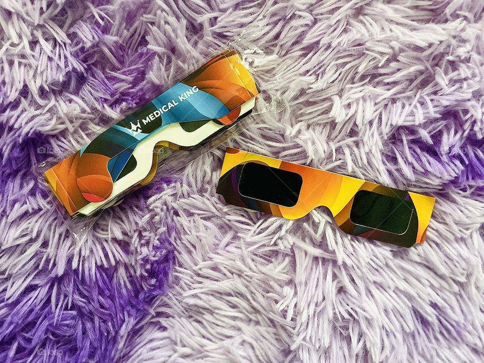 Solar eclipse glasses, total eclipse protection, protecting your eyes from the solar eclipse, product photography 