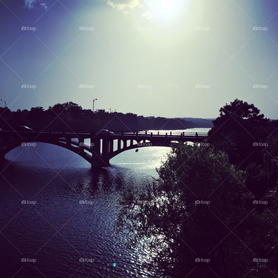 Bridge, Dawn, Water, Sunset, River