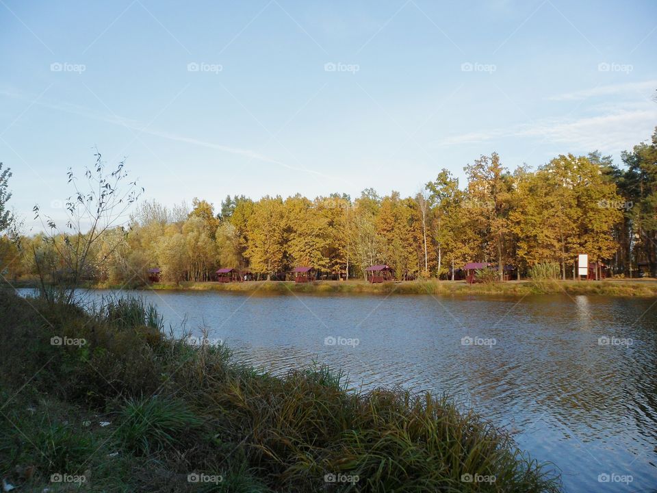 Lake in the city of Kiev autumn park