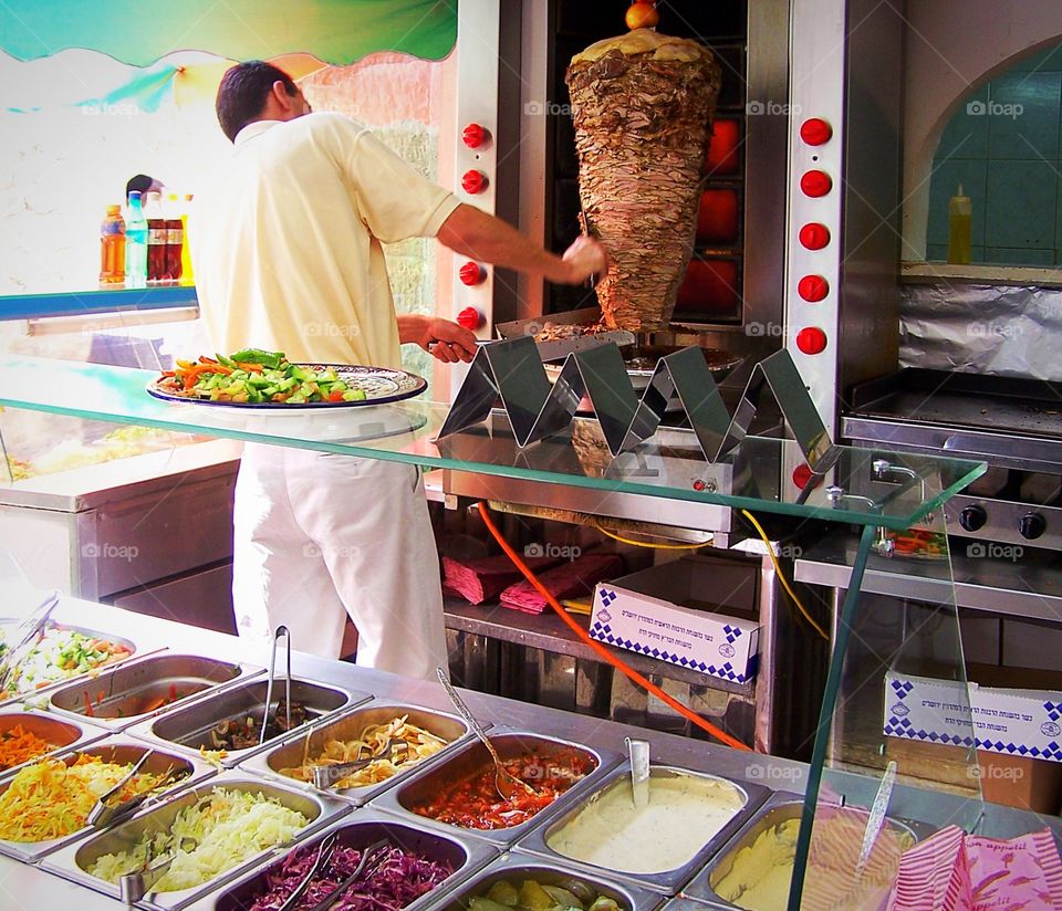 Souvlaki and falafel shop in Jerusalem, Israel