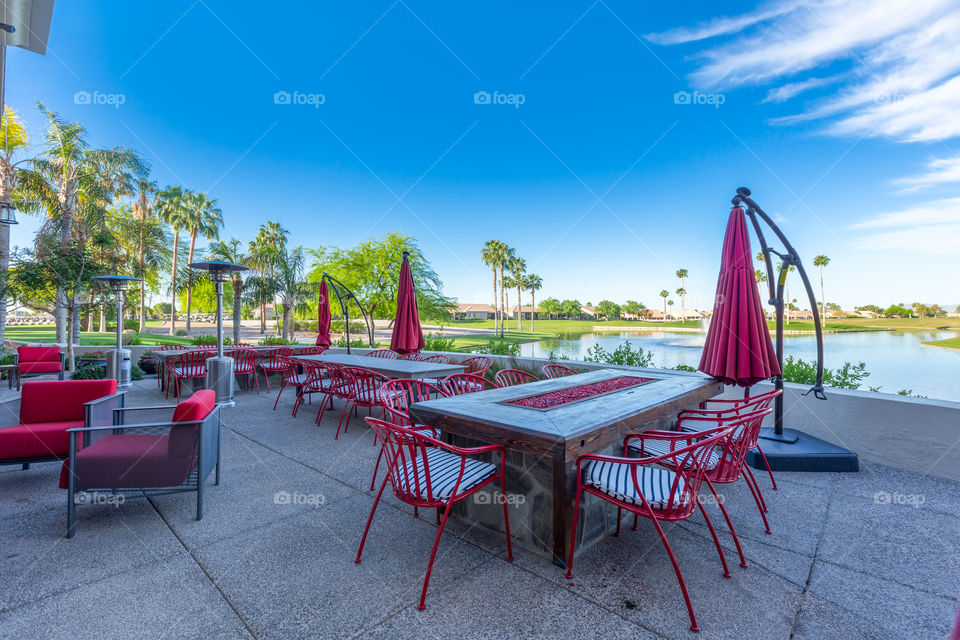 Outdoor Restaurant Patio Dining by Lake