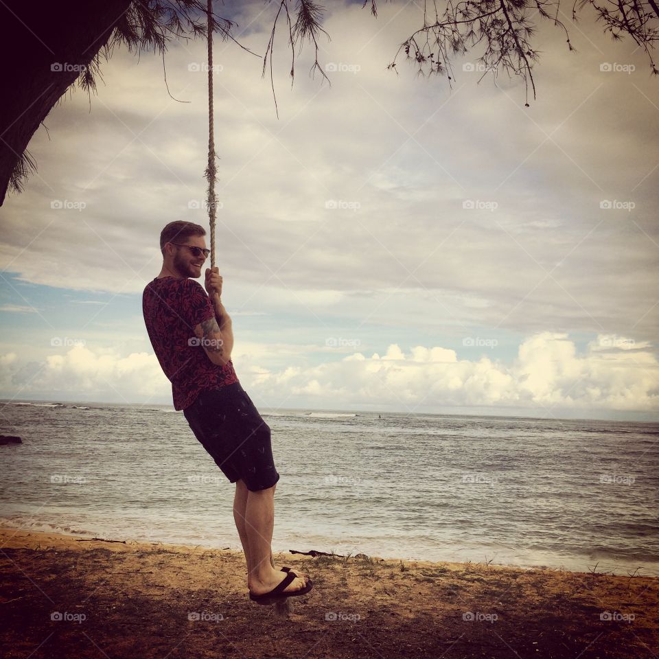 Tropical rope swinging 