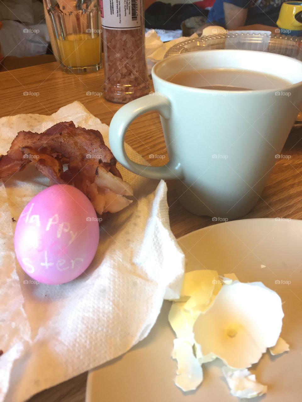 The perfect Easter breakfast- fresh coffee, Easter eggs, bacon spent in the loving company of my family!