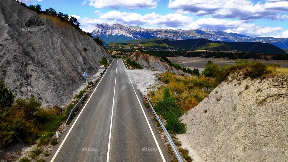 Lonely mountain road.