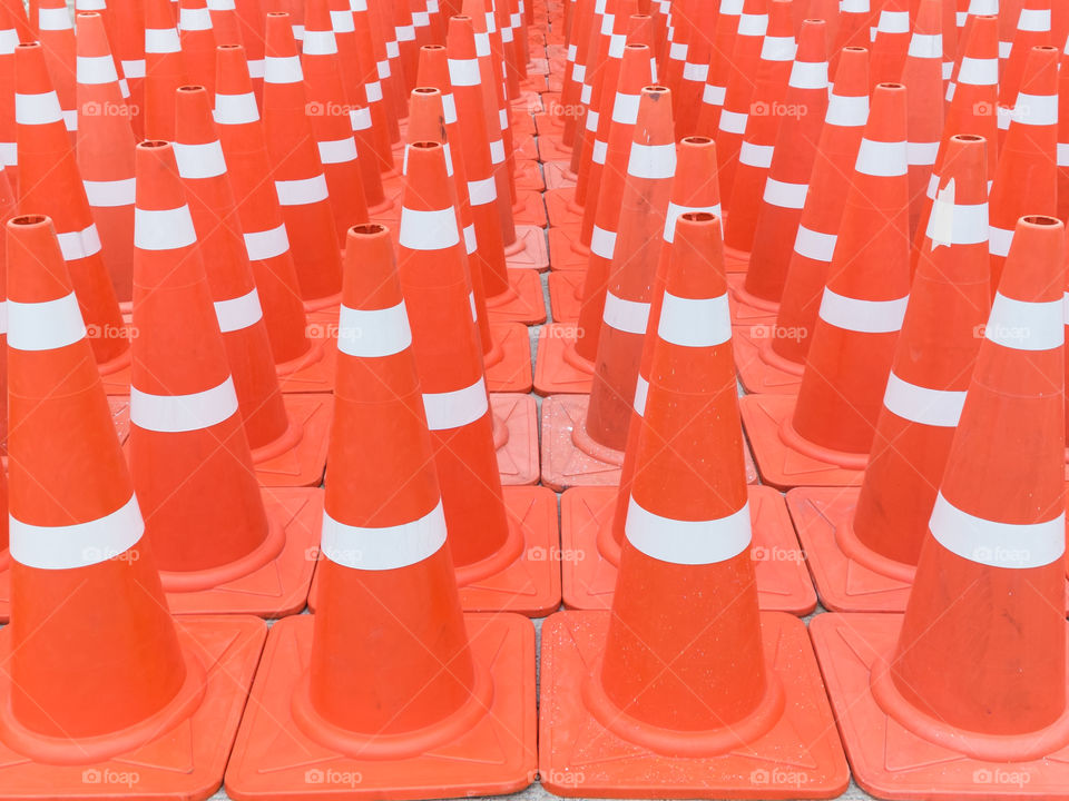 Many traffic cones