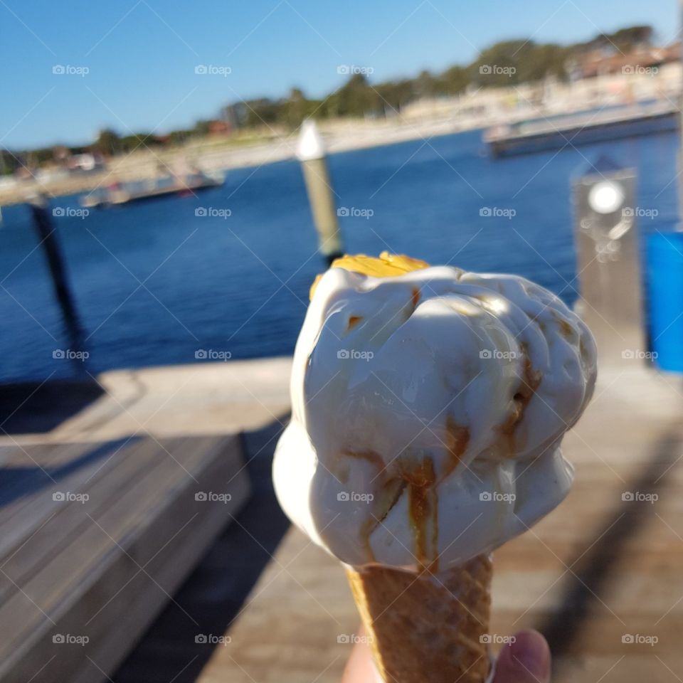 Honeycomb and Vanilla Ice cream