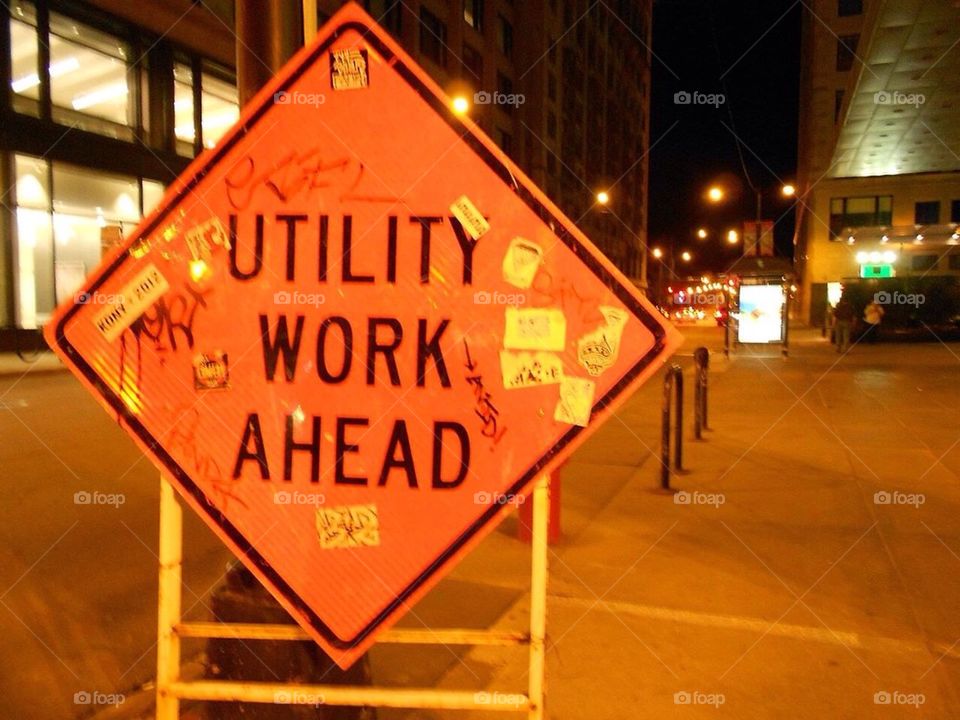 Utility Work City Sign