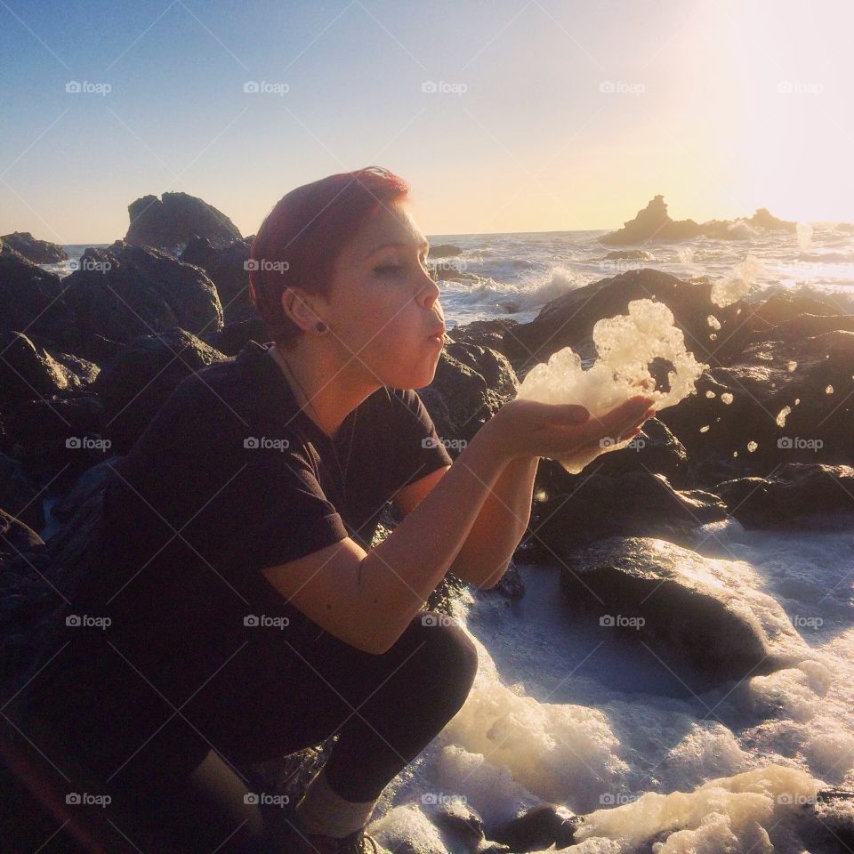 Blowing Bubbles with Sea Foam