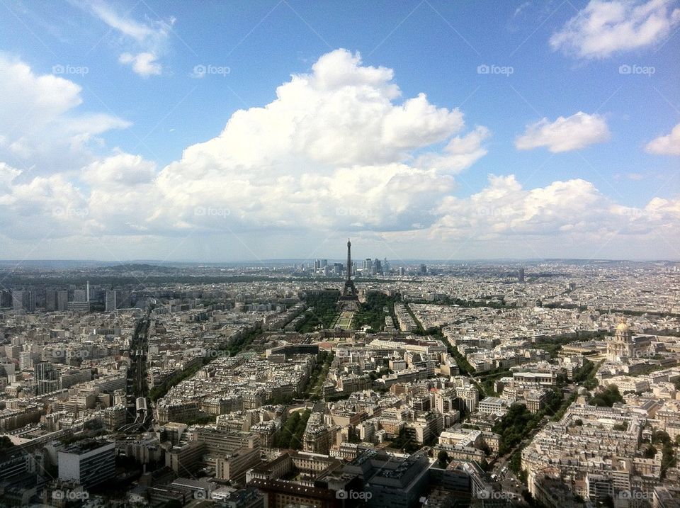 Panoramic view of Paris from Mont Parnasse tower
